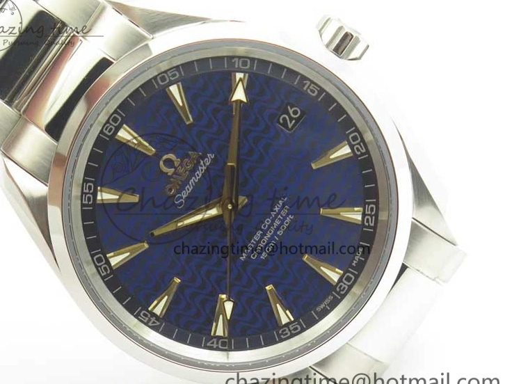 0127 Aqua Terra 150M SS VSF 1:1 Best Edition Blue Wave Textured Dial YG Hand on SS Bracelet A8500 Super Clone Sporty 8026
